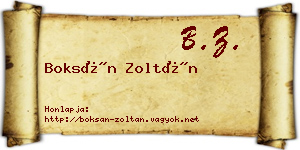 Boksán Zoltán névjegykártya